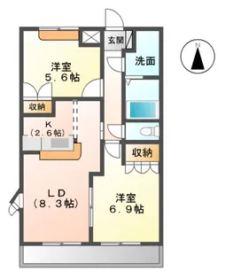 レジデンス城西Ⅱ【2階】の間取り