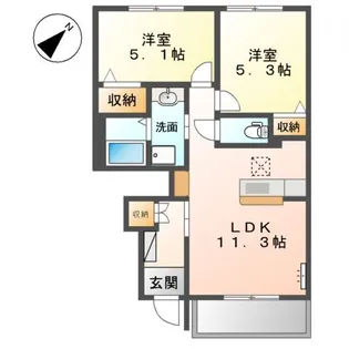 リバーサイド金磯A【1階】の間取り
