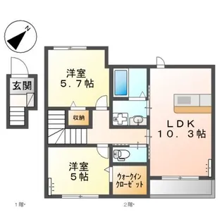 ラ・フォート福【2階】の間取り