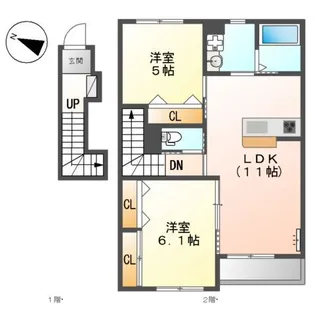 カネハナコートⅠ番館【202号室】の間取り