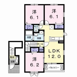 プレジール B【2階】の間取り