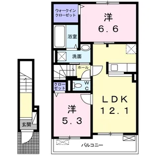 クック鮎喰【2階】の間取り