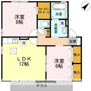 グランパルク大坪B【1階】の間取り