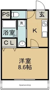 チェスターコート南佐古【203号室】の間取り