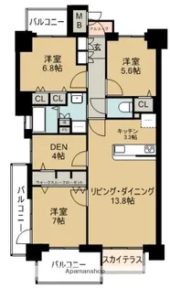 ロイヤルガーデン南仲之町【1001号室】の間取り