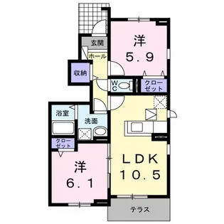 クラールプレディエC【1階】の間取り
