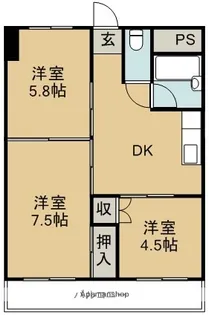 フクポンファミリーマンション【505号室】の間取り