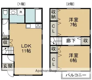 サンステージ北田宮【E号室】の間取り