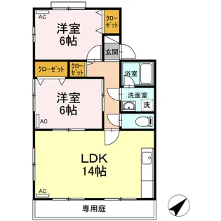 セジュール吉岡 E棟【1階】の間取り