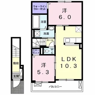 クレシェンド ラブ Ⅲ【2階】の間取り