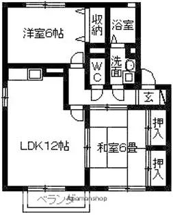メゾンクレストA・B【A102号室】の間取り