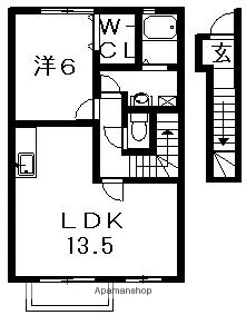 エスベランサハイツⅠ・Ⅱ【2-203号室】の間取り
