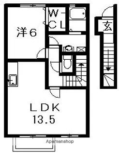 エスベランサハイツⅠ・Ⅱ【2階】の間取り