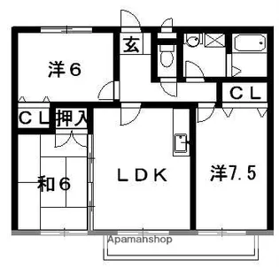 アベニール松茂【101号室】の間取り