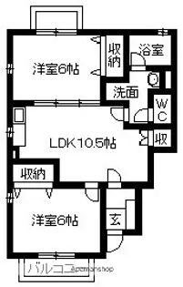 ハーブメゾン多田【A102号室】の間取り