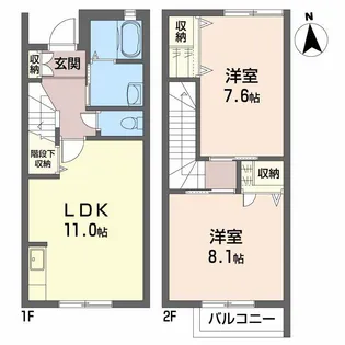 2LDKの間取り画像
