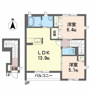 シャーメゾンサンモール A棟【2階】の間取り