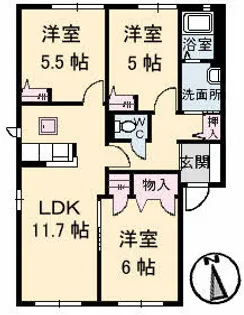 メゾンドソレイユ 2番館【0103号室】の間取り