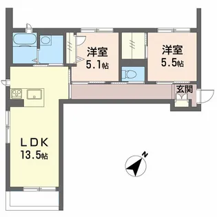 ベレオ万代【2階】の間取り