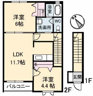 シャルマン・ファミーユ Ⅰ棟【0202号室】の間取り