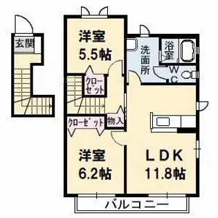 2LDKの間取り画像