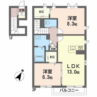 マリ ソル若葉 B棟【2階】の間取り
