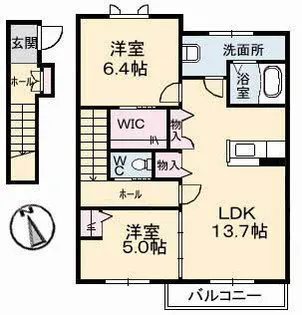 シャーメゾン レ・フレール Ⅰ【2階】の間取り