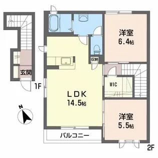 シャーメゾンエピナール D棟【2階】の間取り
