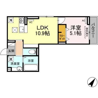 1LDKの間取り画像