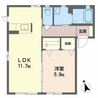 クラヴィエ南昭和 B棟【1階】の間取り