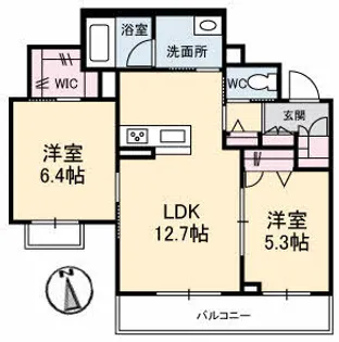ベレオ昭和 B棟【2階】の間取り