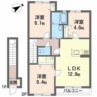 フレグランス沖洲 Ⅱ番館【2階】の間取り