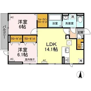 グランディール南佐古【1階】の間取り