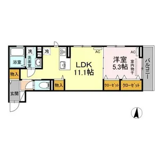 グランディール南佐古【203号室】の間取り