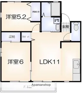2LDKの間取り画像