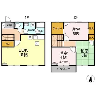 徳島県鳴門市撫養町黒崎字松島【テラスハウス】の間取り