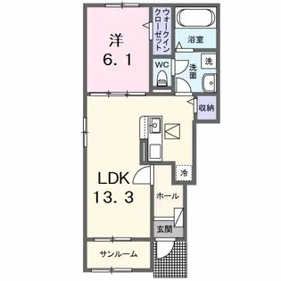 アルーン富岡 B【1階】の間取り