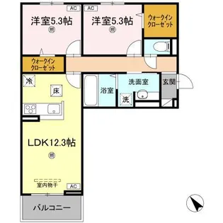 サンセール問屋町II【1階】の間取り