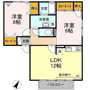 ハイカムール田中 B棟【2階】の間取り
