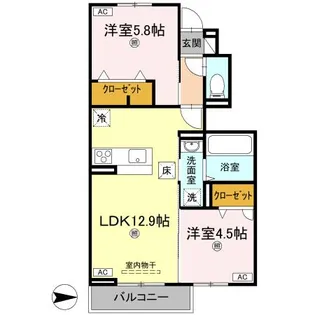 オリエンタルコート南田宮【1階】の間取り
