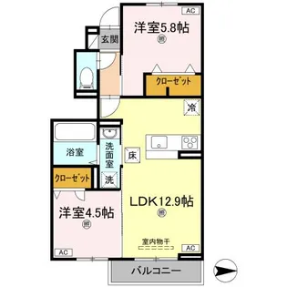 オリエンタルコート南田宮【1階】の間取り