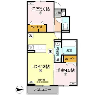 オリエンタルコート南田宮【1階】の間取り