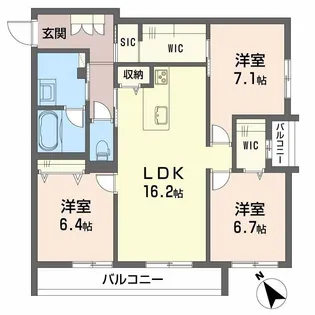 3LDKの間取り画像