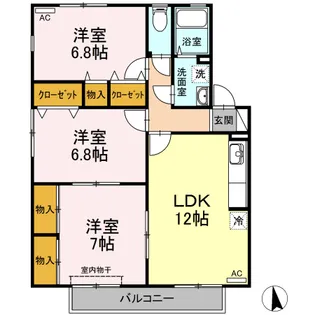 ルミナス山城 A棟【1階】の間取り