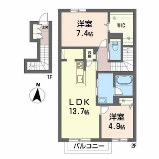 シャーメゾン レ・フレールⅥ【2階】の間取り