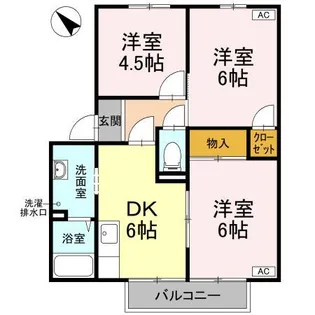 アゼリアパークハウス F棟【F205号室】の間取り