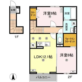 フィオーレガーデン阿南【202号室】の間取り
