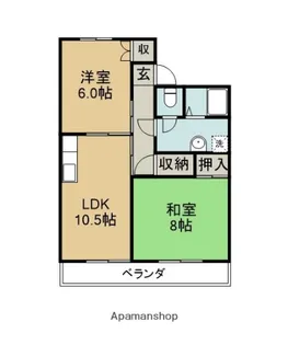 セジュール濱田【Ⅱ202号室】の間取り