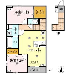 グランツ上福万 B棟【2階】の間取り
