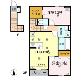 グランツ上福万 B棟【2階】の間取り